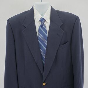 Austin Reed Blue‎ Wool 2 Gold Button Blazer 42L Vintage USA Made